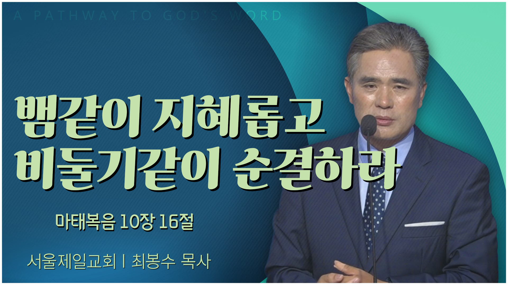 뱀같이 지혜롭고 비둘기같이 순결하라┃서울제일교회 최봉수 목사	